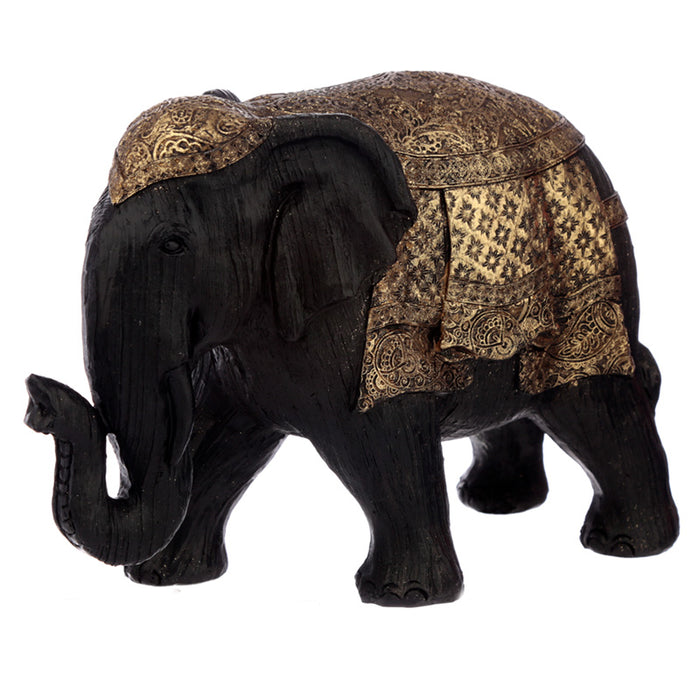 Thai Brushed Black Gold Elephant Feng Shui Symbol Figurine