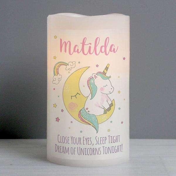 Personalised Baby Unicorn Nightlight LED Candle - Myhappymoments.co.uk