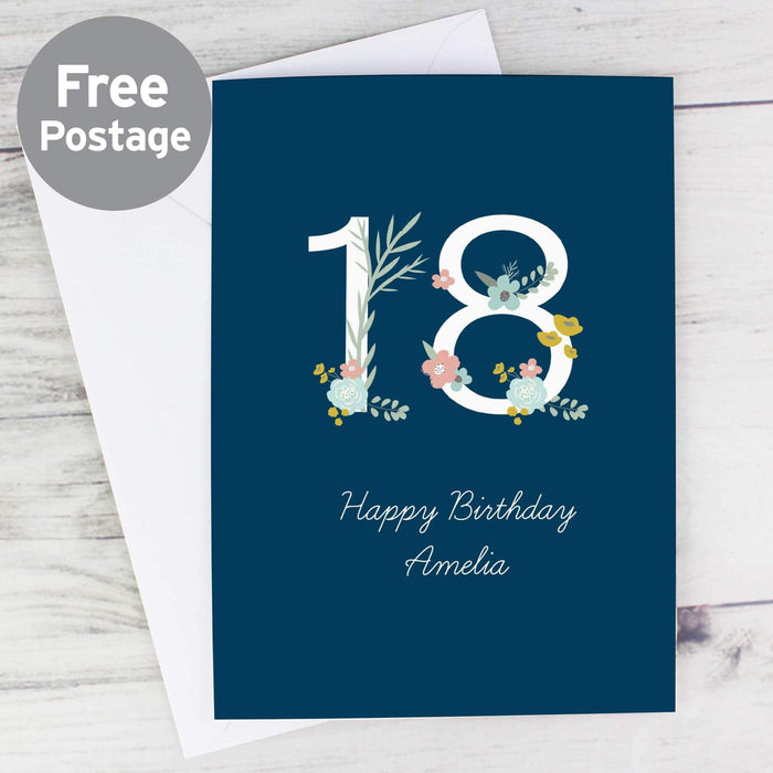 Personalised Floral Age Birthday Card From Pukkagifts.uk