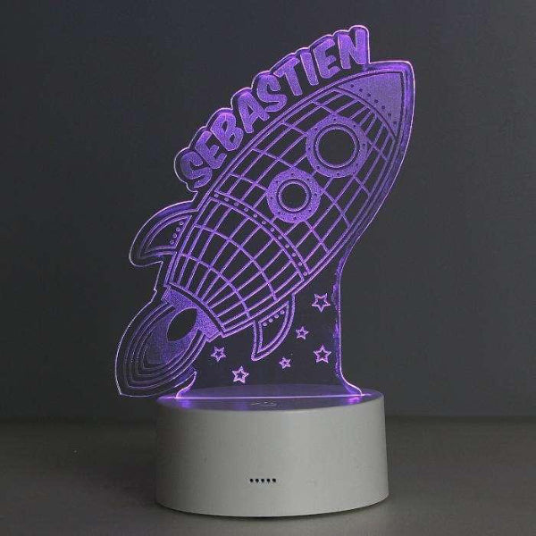 Personalised Rocket LED Colour Changing Night Light