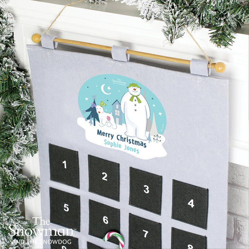 Personalised The Snowman and the Snowdog Pocket Advent Calendar In Silver Grey