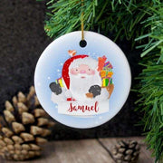 Personalised Santa Claus Round Ceramic Tree Decoration - Myhappymoments.co.uk