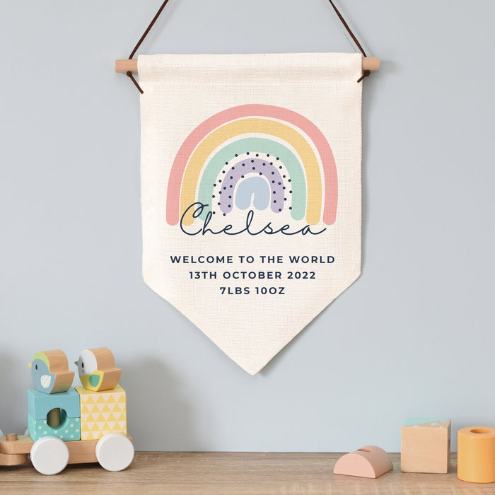 Personalised Rainbow Hanging Banner Sign - Nursery