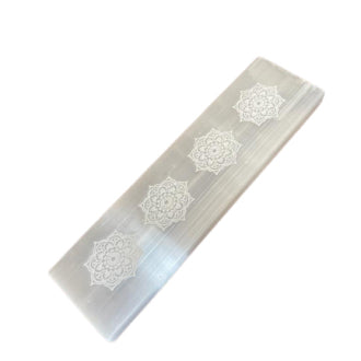 Flat Bar Selenite Charging Plate 15cm - Mandala