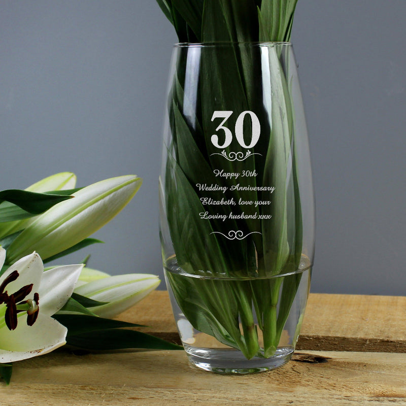 Engraved 30th Anniversary / Birthday Bullet Vase