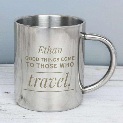 Personalised 'Any Message' Outdoor Camping Metal Mug - Myhappymoments.co.uk