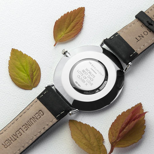 Personalised Men's Modern-Vintage Mr Beaumont Leather Watch In Black
