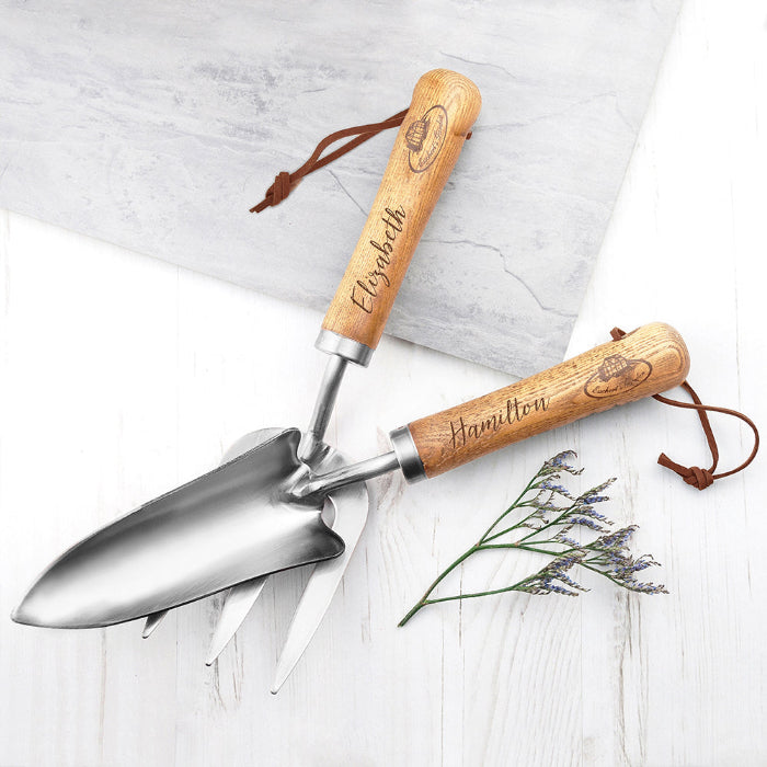 Personalised Engraved Luxe Silver Trowel and Fork Set