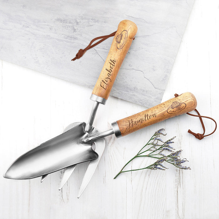 Personalised Engraved Luxe Silver Trowel and Fork Set