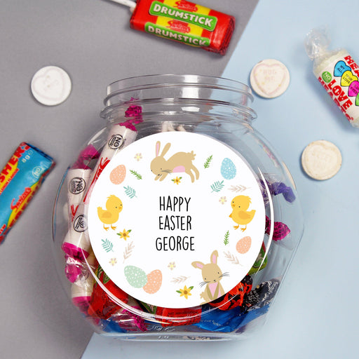 Personalised Easter Bunny & Chick Sweets Jar
