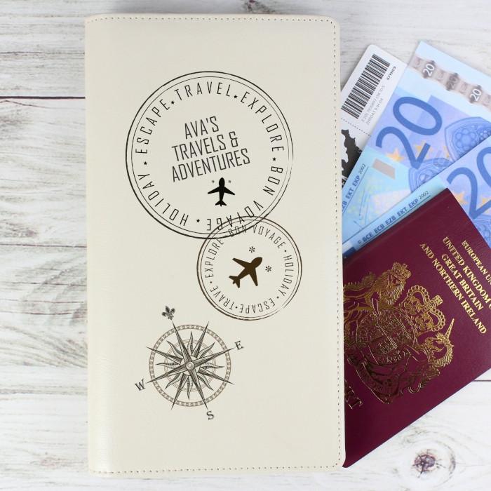 Personalised Travel Stamp Travel Document Holder - Myhappymoments.co.uk