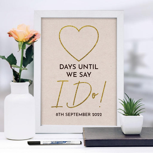 Personalised Wedding Countdown Wipe Frame - A4