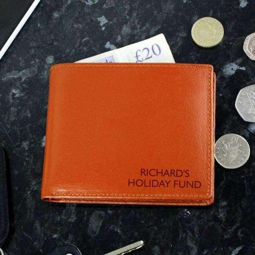 Personalised Any Message Tan Leather Wallet - Myhappymoments.co.uk