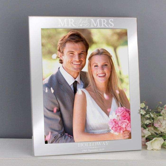 Personalised Mr & Mrs Silver Photo Frame 8x10 - Myhappymoments.co.uk