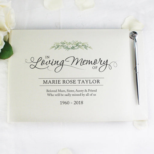 Personalised In Loving Memory Hardback Guest Book & Pen - Myhappymoments.co.uk