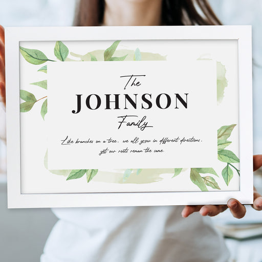 Personalised Family Tree White A4 Wall Art | Gift For Family 