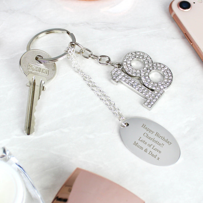 Personalised Diamante 18th Birthday Keyring