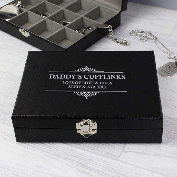 Personalised Large Cufflink Compartment Box - Myhappymoments.co.uk