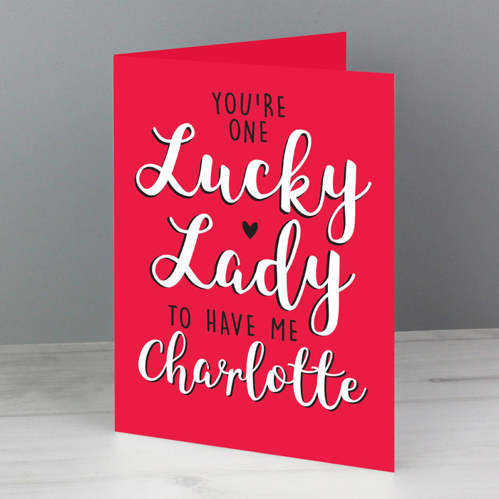 Personalised You're One Lucky Lady Card