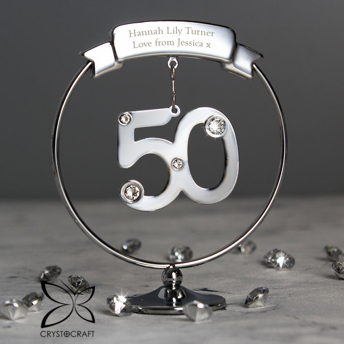 Personalised Crystocraft 50th Birthday Anniversary Ornament