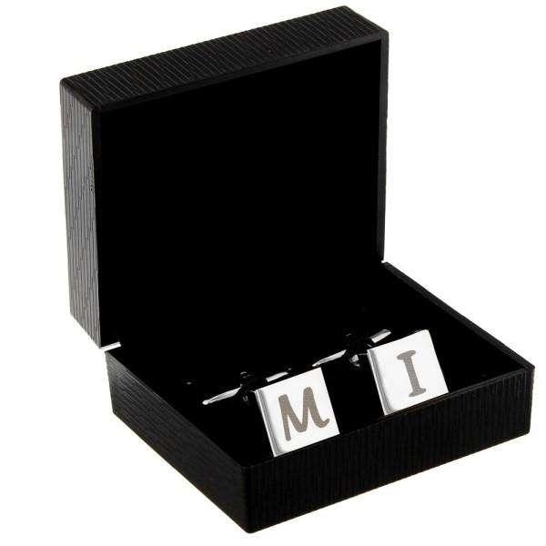 Personalised Square Cufflinks Initial - Myhappymoments.co.uk