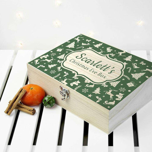 Personalised Christmas Eve Box With Festive Pattern - Myhappymoments.co.uk