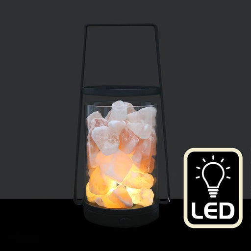 Black LED Salt Lamp Lantern