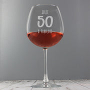 Personalised Birthday Age Bottle of Wine Glass