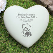 Personalised Teddy Bear Heart Memorial - Myhappymoments.co.uk