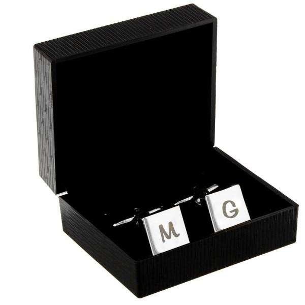 Personalised Square Cufflinks Initial - Myhappymoments.co.uk