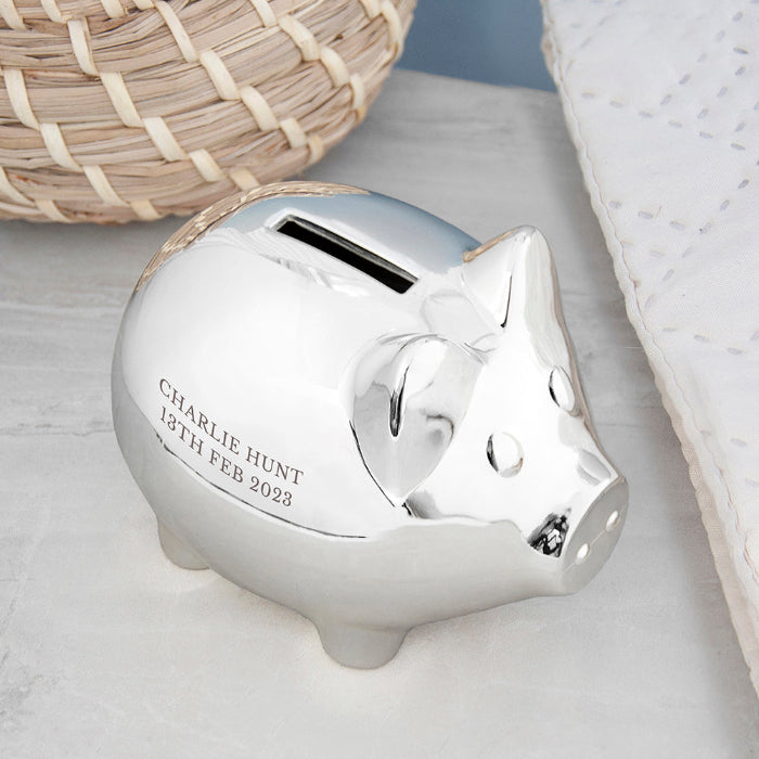 Personalised Silver Plated Piggy Bank