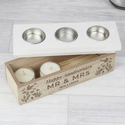 Personalised Floral Triple Tea Light Box