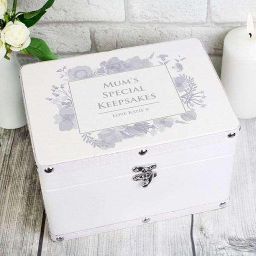 Personalised Soft Watercolour White Leatherette Keepsake Box - Myhappymoments.co.uk