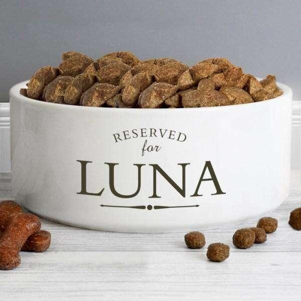 Personalised Reserved For 16cm Large White Pet Bowl - Myhappymoments.co.uk