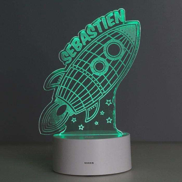 Personalised Rocket LED Colour Changing Night Light