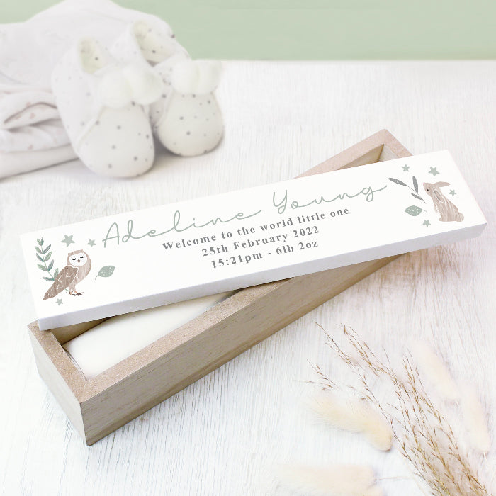 Personalised Woodland Animals Birth & Christening Wooden Certificate Holder