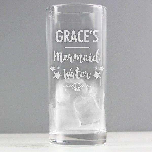 Personalised Mermaid Water Hi Ball Glass - Myhappymoments.co.uk