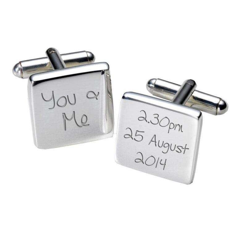 You & Me Engraved Cufflinks - Square
