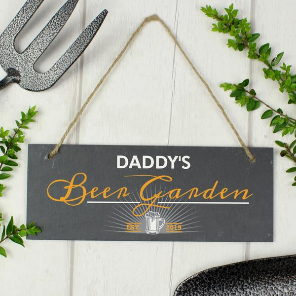 Personalised Beer Garden Printed Hanging Slate Sign