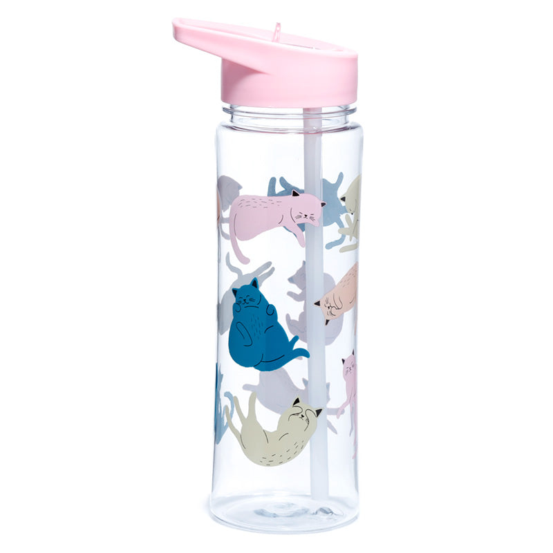Shatterproof Plastic Reusable 550ml Water Bottle Flip Straw - Cat's Life