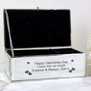 Personalised Hearts Mirrored Jewellery Box