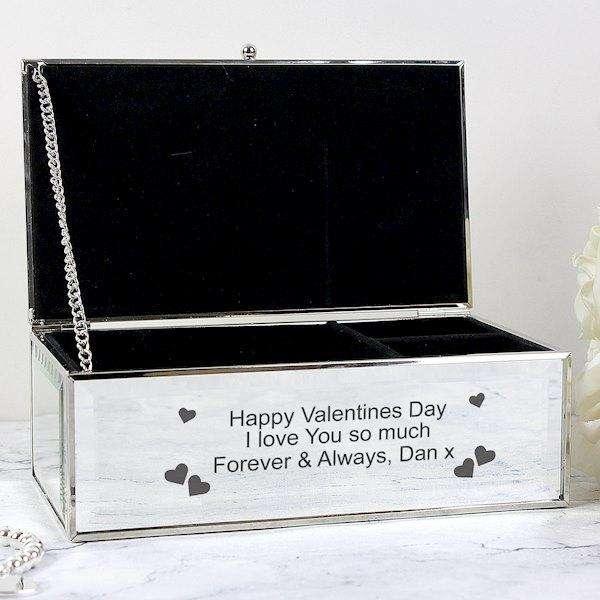 Personalised Hearts Mirrored Jewellery Box
