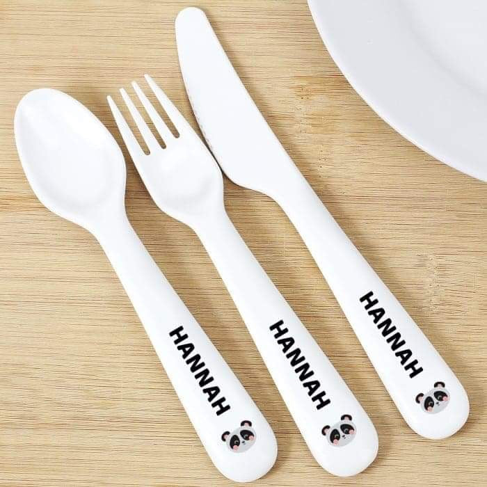 Personalised Panda Plastic Cutlery - Myhappymoments.co.uk