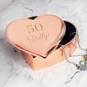 Personalised Birthday Age Rose Gold Heart Trinket Box
