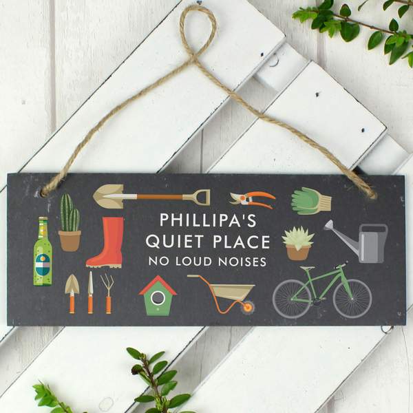 Personalised Garden Printed Hanging Slate Sign