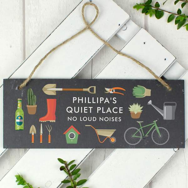 Personalised Garden Printed Hanging Slate Plaque - Myhappymoments.co.uk