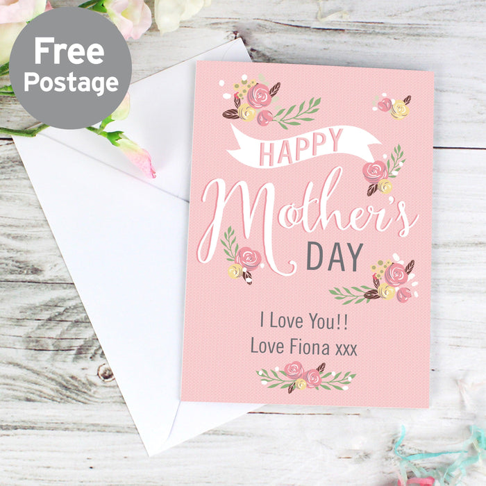Personalised Floral Bouquet Mother's Day Card - Myhappymoments.co.uk