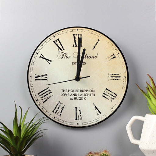 Personalised Message Rustic Glass Clock - Myhappymoments.co.uk