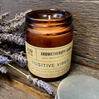 Aromatherapy Soy Wax Candle - Positive Vibes - Clary Sage & Peppermint