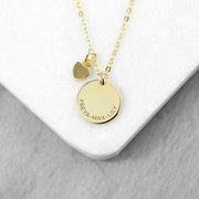 Personalised Polished Heart and Disc Family Necklace